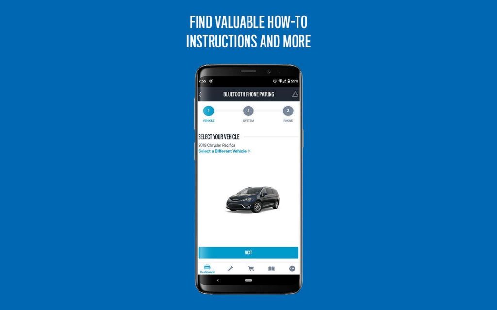 Chrysler mobile app screen
