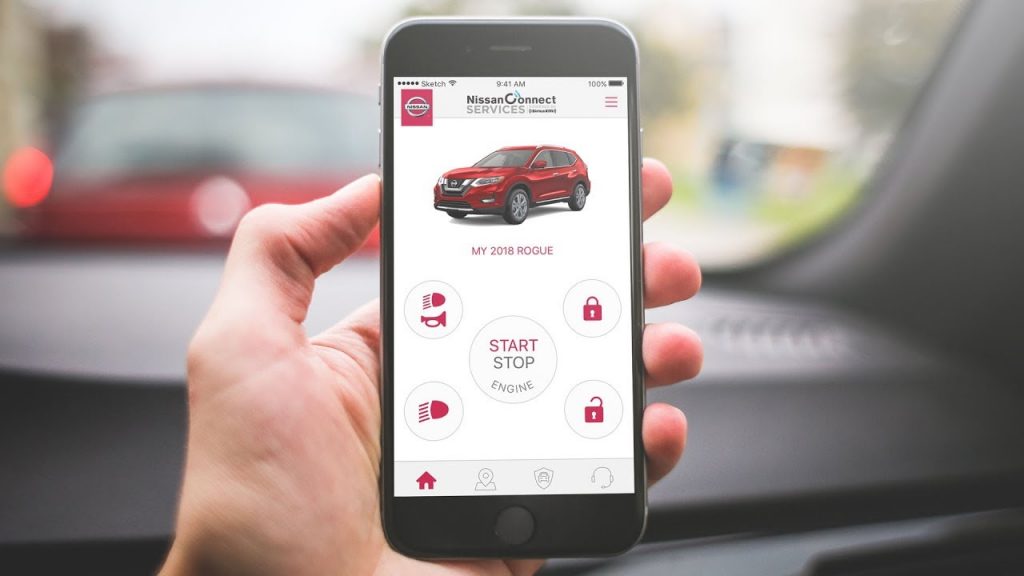 Person using Nissan Connect Mobile App